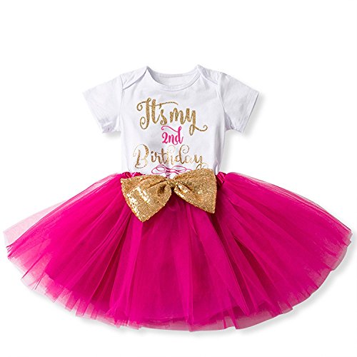 Newborn Baby Girl Princess It's My 1st/2nd Birthday Party Cake Smash Shinny Sequin Bow Tie Tulle Tutu Dress Outfit