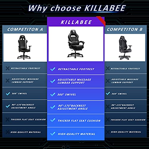 KILLABEE Massage Gaming Chair High Back PU Leather PC Racing Computer