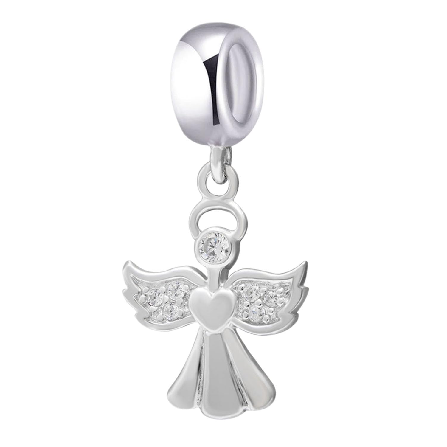 925 Sterling Silver Angel Charm Heart Charm Valentine Charm Pendant Charm for Pandora Charm Bracelet