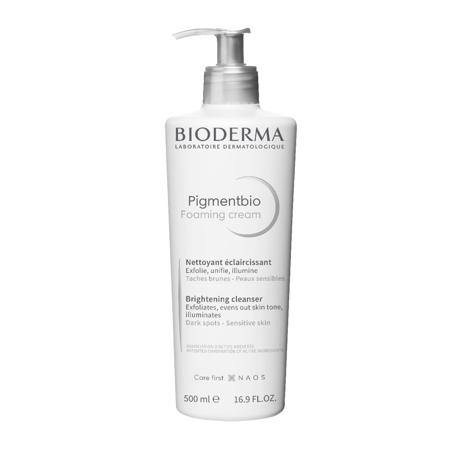 Bioderma Pigmentbio Foaming Cream with Pump - Brightening & Exfoliating Cream Cleanser, Dark Spot & Pigmentation Reducer, Gently Evens Skin Tone - 500ml