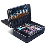 Travelmall 3 layer Black Multi -Functional Professional Makeup Train Case Cosmetic organizer Make Up Artist Box for Makeup Brush Hair style nail beauty tool Attach on the Trolley for Travel