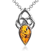 Ian and Valeri Co. Amber Sterling Silver Celtic Pendant Necklace 18 Inches