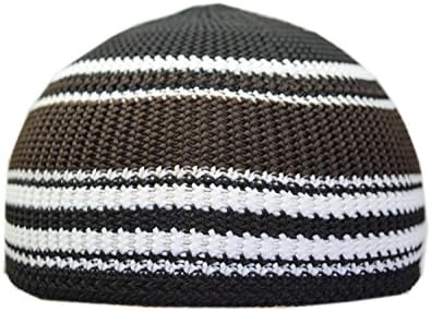 Manal Enterprises New Islamic Kufi Prayer Cap Egyptian Mens Poly Cotton Muslim Hat Topi Namaz Beanies''