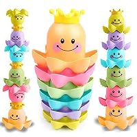 Conquer Baby - Bath Toys for Toddlers Kids Boys Girls | Waterfall Octopus Stacking Cups - BathTub Toys for 1 Year Old & Up - Fun Nesting Sea Ocean Animals for Swimming Pool Beach Sand - 6 Pieces