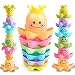 Conquer Baby - Bath Toys for Toddlers Kids Boys Girls | Waterfall Octopus Stacking Cups - BathTub Toys for 1 Year Old & Up - Fun Nesting Sea Ocean Animals for Swimming Pool Beach Sand - 6 Pieces primary