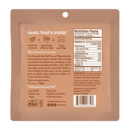 DANG Toasted Coconut Chips | Chocolate Sea Salt | 24 Pack | Vegan, Gluten Free, Non Gmo, Healthy Snacks Made With Whole Foods | 0.7 Oz Resealable Bags