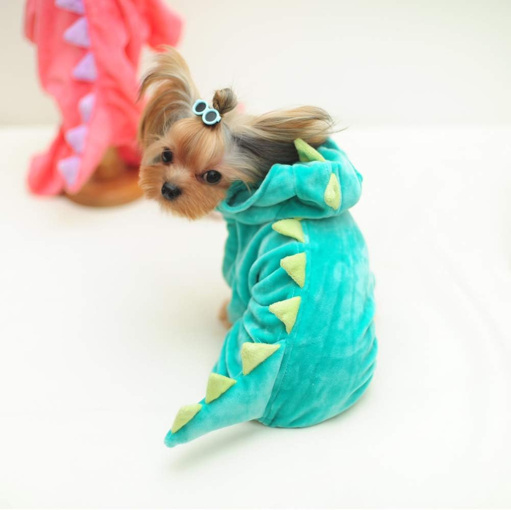 DELIFUR Dinosaur Dog Halloween Costume Pet Dino Hoodie for Small & Medium Dogs(Green, XL), X-Large - Image 4