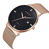 Watch,Mens Womens Watch,Ultra-Thin Casual Simple Watch With Mesh Milanese Bracelet,Waterproof Analog Quartz Dress Wrist Watch