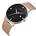 Mens Watch,Ultra-Thin Business Casual Simple Watch with Mesh Milanese Bracelet,Waterproof Analog Quartz Dress Wrist Watch