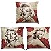LightInTheBox Set of 3 18 x 18 Cotton Linen Throw Pillow Case Cover with Marilyn Monroe Print Home Decor Cushion Cover