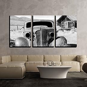 Old Abandoned Car in Black and White Has...