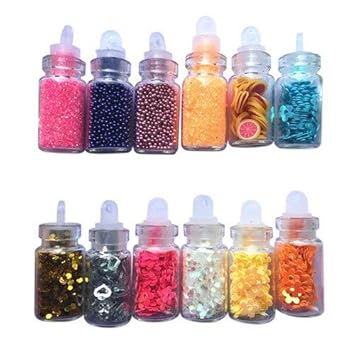 12pc Set Diy Women Nail Art Mini Bottle Glitter Powder Caviar