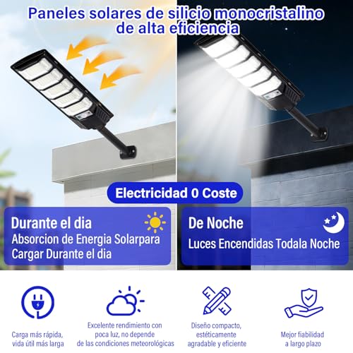 KIROGILY Lamparas Solares Exterior, 240 LED 6500K Lúmenes con Sensor de Movimiento, Luces Solares para Exterior Jardin, IP65, Lámpara Solar con 3 Modos de Iluminación y Mando a Distancia 2pcs