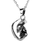 Flongo Men's Gothic Stainless Steel Unisex Ghost Alien Movie Character Pendant Necklace, 22 inch Chain