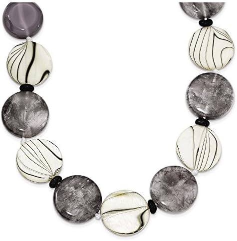 Sterling Silver Black &amp; Grey Agate/MOP/Sardonyx Necklace