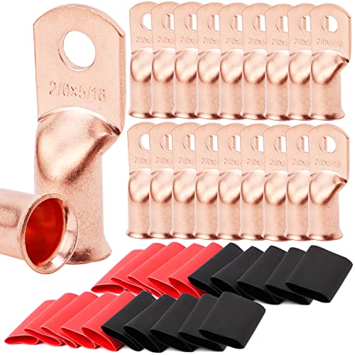 100) Tinned Copper Lug 2 AWG Gauge 5/16" Ring Terminal Battery Cable Connector