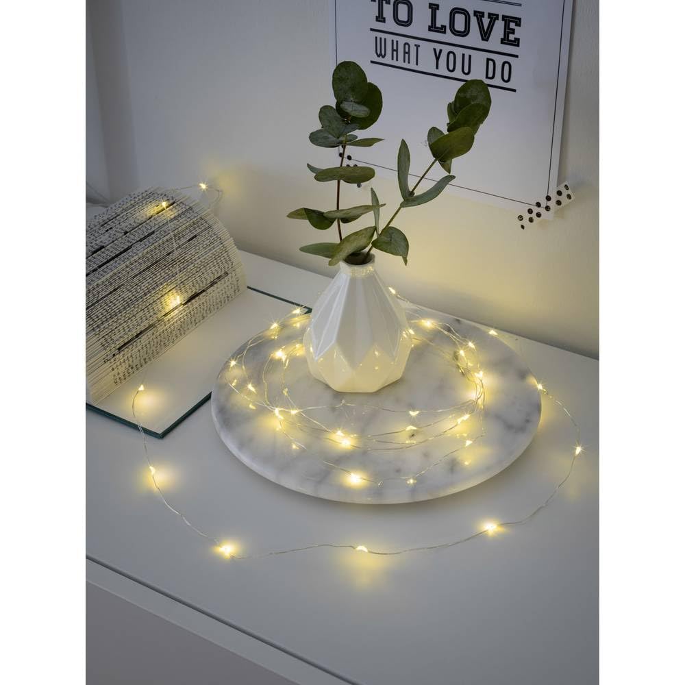 Konstsmide LED Naked Wire/Pin Wire Micro Lights Battery Fairy Lights/Indoor Use (IP20) / 20 Warm White Diodes LED Lights / 6 Hour Timer Function/Silver Wire String Lights โ image 1