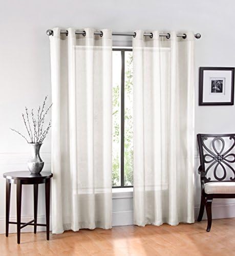Ruthys Textile 2 Piece Window Sheer Curtains Grommet Panels Ivory