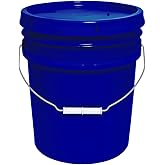MKS Plastics 5-Gallon Bucket with Airtight Lid – Made in USA, Food Grade BPA Free Plastic, Heavy Duty Multi-Use, Metal Handle with Grip, Stackable Storage – Fina Blue, 1 Pack