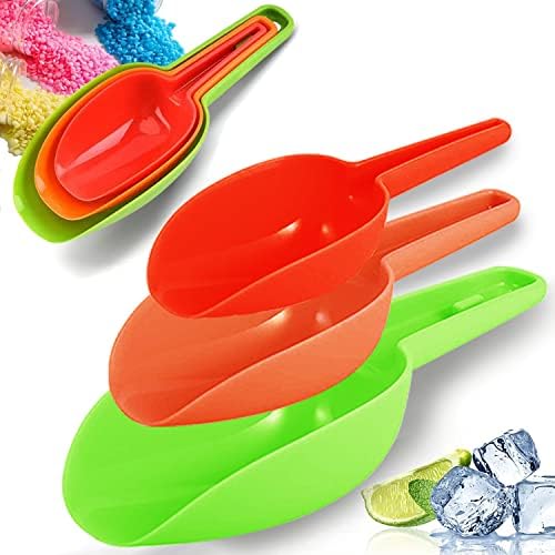 Ice Scoop Set of 3, Multi Purpose Plastic Kitchen Scoops Containers