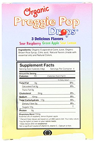 Three Lollies Organic Preggie Pop Drops for Morning Sickness Relief, 24 Count