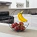 Home Basics Fruit Bowl Basket with Banana Tree Holder Hanger – Strong/Sturdy Fruit & Vegetables Holder Kitchen Storage Basket Stand, Black