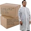51qt43 SUSL. SS100 Pack-of-100-Disposable-Lab-Coats-for-Adults-with-Knit-Collar-and-CuffsWhite-Large-Polypropylene-Protective-Laboratory-Coats