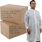 Pack-of-100-Disposable-Lab-Coats-for-Adults-with-Knit-Collar-and-CuffsWhite-Large-Polypropylene-Protective-Laboratory-Coats