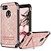 BENTOBEN Google Pixel 3 Case, Kickstand Design Slim 2 in 1 Heavy Duty Shockproof Hybrid Soft TPU Bumper Hard PC Cover with Bling Sparkly Glitter PU Faux Leather Protective Phone Cover, Rose Gold