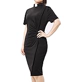 BLESSUME Black Church Female Clergy Priest Tab Collar Dress Short Sleeve Mass Liturgical Pencil Dress