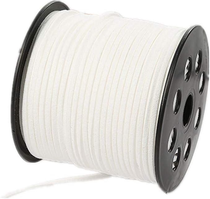91 Meters Faux Suede Lace String Soft Beading Cord Thread Velvet Ribbons for Bracelet Necklace Bohe Headress Jewelry Making Dream Catchers Gift Wrapping Supplies (White)