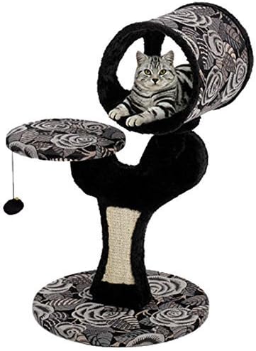 Cat Condo Tree Perch Scratching Post Feline Tunnel Lounger Seat Black Gray Faux Fur
