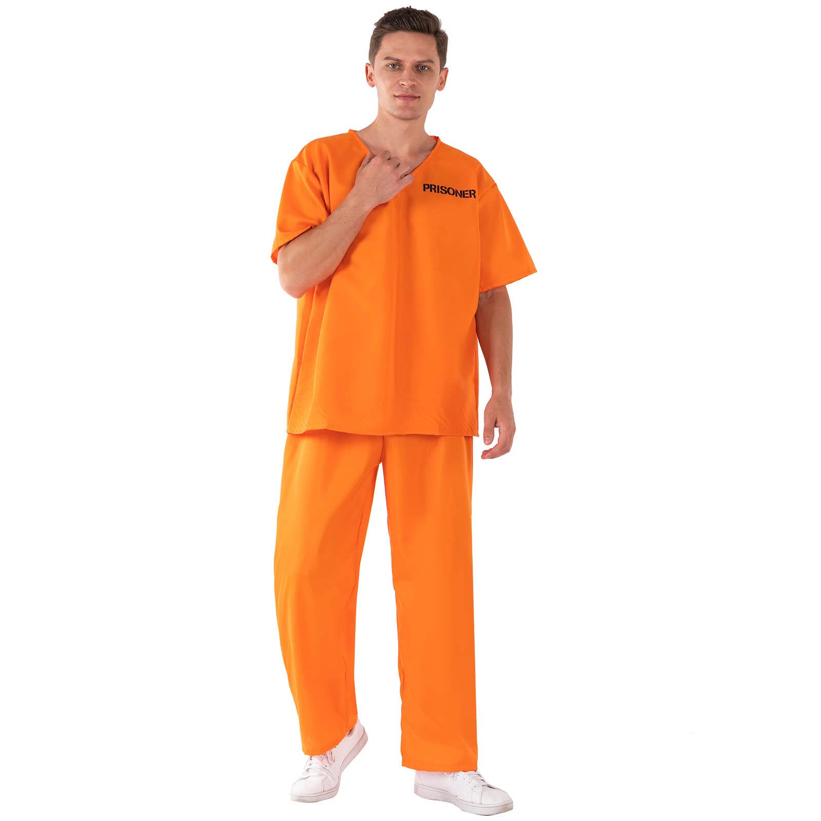 nezababy Prisoner Costume Men Jail Costume Inmate Costume Prison Suit Criminal Clothing Striped Outfit Halloween Cosplay (Prisoner Costume, Medium)
