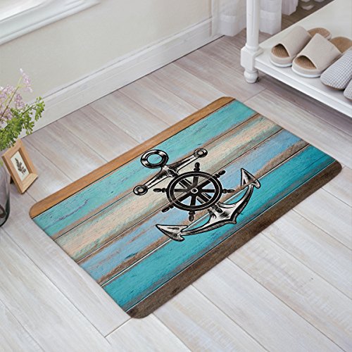 Libaoge Vintage Nautical Anchor on Blue Grey Rustic Old Barn Wood