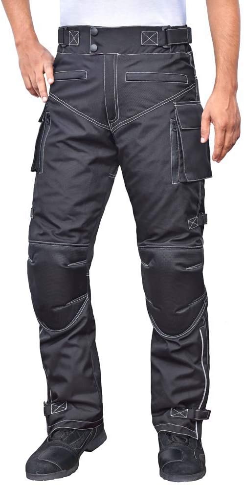 WICKED STOCK Mens WaterProof Motorcycle Riding Protective Pants CE Level-1 Armor XL-Tall
