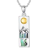 Dorunmo Mountain Necklace 925 Sterling Silver Mustard Seed/Wolf/Fox/Bear/Christmas Thanksgiving Nature Jewelry Gift for Skiers Hikers Campers Climbers