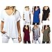 Kumer Women's Summer Loose Fit Roll Over Short Sleeve Lightweight Top Tee V Neck Casual T-Shirt