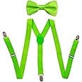 HABITER Kids Suspenders Adjustable Suspenders Set With Bow Ties for Boys and Girls