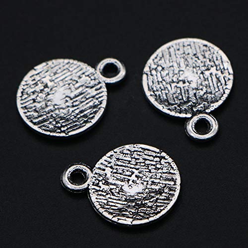 Buorsa 50 Pcs Faith Message Inspiration Charm Silver Tone Round Charm Pendants Jewelry Making Accessaries