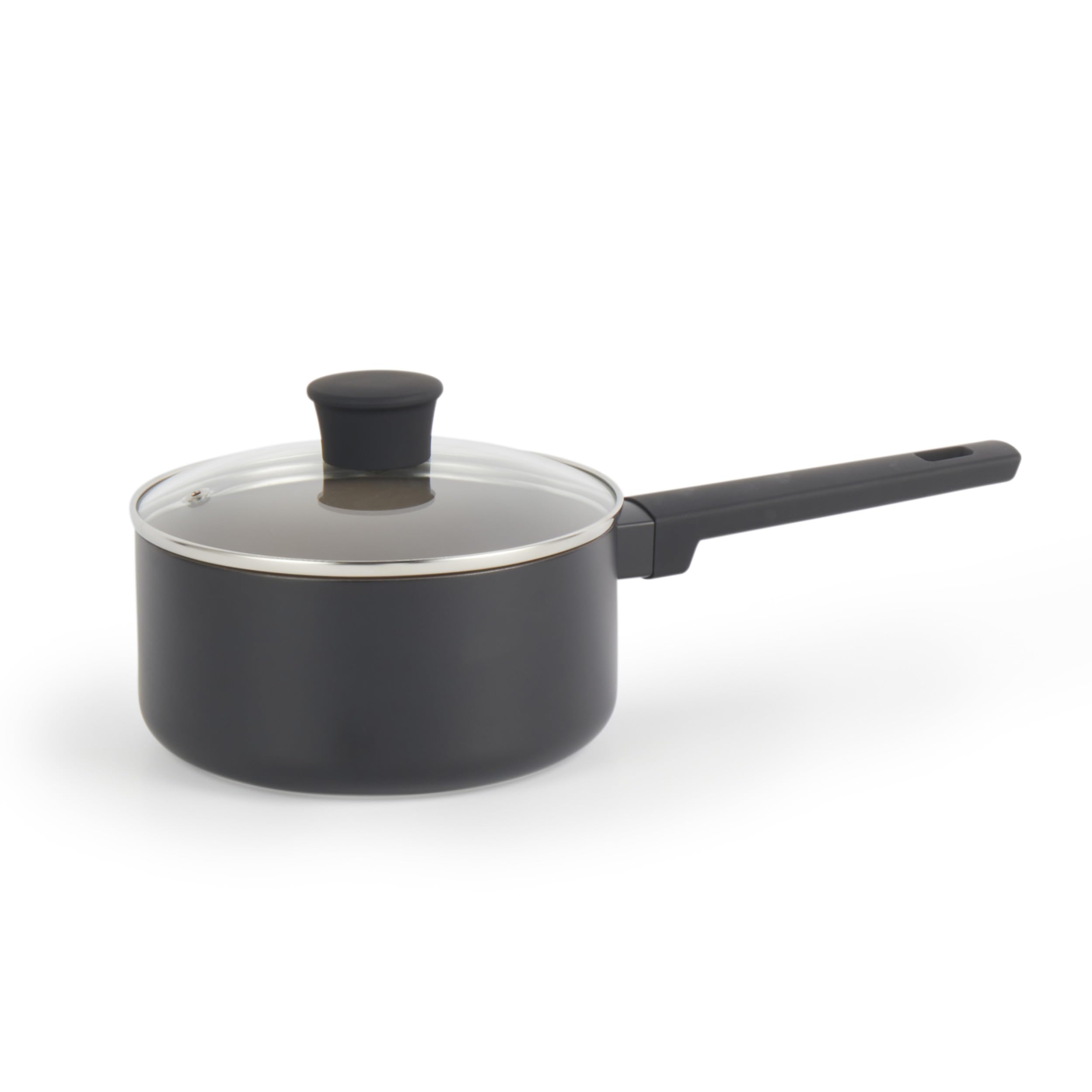 Salter BW12877EU7 Ceramic 16 cm Saucepan - Recycled Aluminium Body, Healthy PFOA & PFAS-Free Non-Stick Coating, Induction Suitable, Easy Clean, Soft Touch Stay Cool Handle, Cooking Pot with Glass Lid