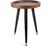 KGPLOME Plant Stand Indoor,Mid Century Walnut Wood Plant Table, Heavy Duty Metal Tall Flower Pot Stand,Modern Round Small Sid