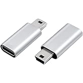 Duttek Mini USB to USB C 2 Pack, Type USB C to Mini USB Adapter 480Mbps, USB C Female to Mini USB Male Convert Connector Supp