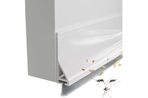 cuysfead 39" Door Draft Stopper for Bottom of Door with Brush,Strong Adhesive Under Door Sweep for Exterior & Interior,Soundproof Door Gap Filler Bottom Seal Dust Blocker and Noise Stopper,White