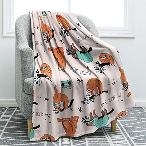 Jekeno Sloth Throw Blanket Smooth and Soft Blanket for Sofa Chair Bed Office Travelling Camping 50"x60"