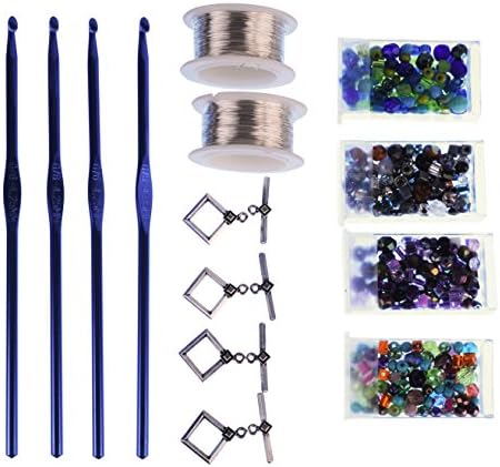 Art Night Out Party Kit for 4 People Makes 4 Crochet Wire Jewelry Necklaces or Bracelets, Silver with "Cool" Colors