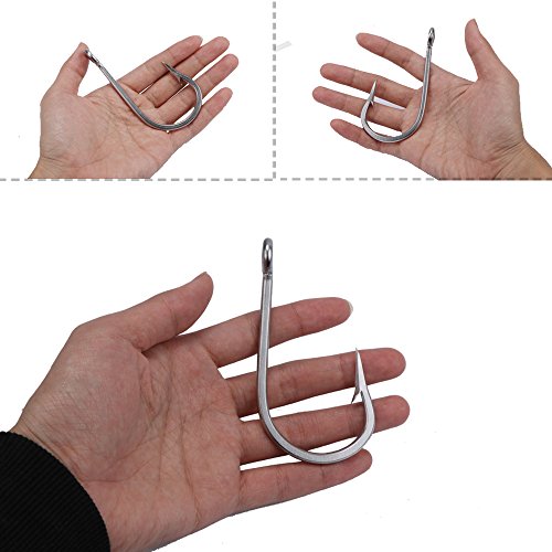 Goture Angelhaken aus Edelstahl, langer Schaft, große Haken aus Karbonstahl, Fischhaken für Salzwasser Größe 6/0 7/0 8/0… – Bild 5