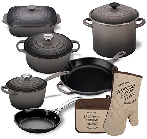 Click Here to See More Images Le Creuset 12 Piece Basic Kitchen Essentials Cookware Bundle (Oyster)