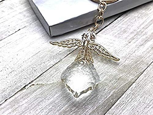 Crystal Angel Key Ring (12 Pcs) - Wedding Favors/Baptism Favors/First Communion Favors Baby Dedication/Great Key Chain/Party Gift/Baby Shower Gift (Gold)