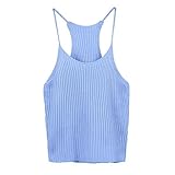 Usstore Women Summer Knit Vest Crop Tank Tops T-Shirt Blouse Casual Tank (Gray )