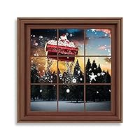 Framed Canvas Wall Art Xmas Window Canvas Prints Home Artwork Decoration for Living Room,Bedroom - 16x16 inches